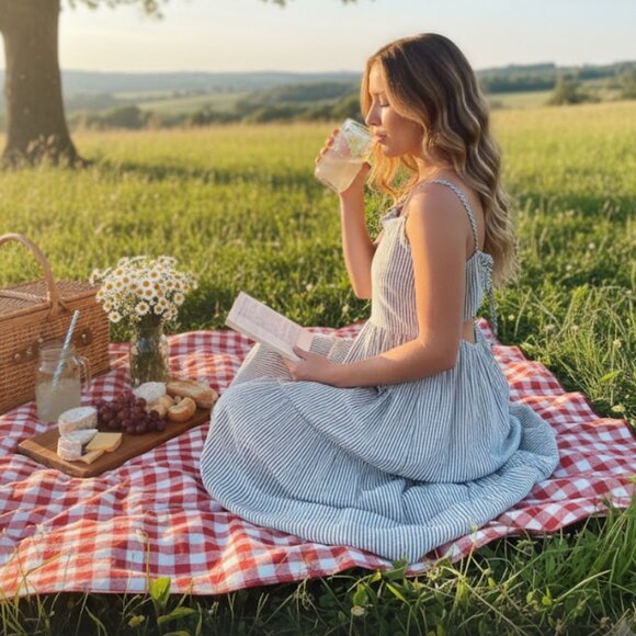 By Together | Midi Tiered US M Dress, Perfect Layering 100% Cotton, Striped - Picture 3 of 7